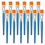 1 Inch Flat Paint Brushes For Acrylic Painting,12 Pieces Large Synthetic Paint Brushes Bulk With Wooden Handle For Acrylic, Watercolor, Oil, Crafts, Face Body Art
