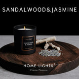 Homelights Luxury Scented Candle, Natural Soy Wax, Home Fragrance Decor Gift, Sandalwood & Jasmine, Medium Jar