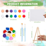 12 Set Acrylic Paint Kit Mini Stretched Canvas With Easel, Acrylic Paints Strips, Brushes, Palette, Art Set For Adults Birthday Party Favors(8 X 10 Inch)