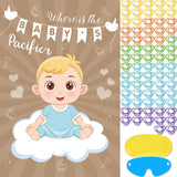 Baby Shower Game Pin The Pacifier On The Baby With 72 Pcs Pacifier Stickers, Large Baby Party Games Poster For Boys Kids Baby Shower Birthday Party Supplies