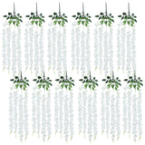 12 Pack Artificial Wisteria Flowers, Individually Wrapped, Tangle-Free Fake Hanging Vine Silk Flowers For Home Garden Wedding Party Decorations, Indoor Outdoor Wall Decor (White)