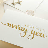 I Can'T Wait To Marry You Wedding Day Card, To Your Bride Or Groom, Gold Foil Notecard Love Note Before I Do(No.3)