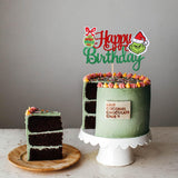 1 Pcs Glitter Green Monster Happy Birthday Cake Topper Assembled Merry Christmas Cake Pick For Christmas Theme Baby Shower Kids Birthday Party Cake Decorations Supplies