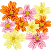 Pink And Orange Party Decorations Paper Fan Paper Flowers Decorations For Wall Floral Backdrop Classroom Baby Shower Birthday Flower Wall Decor Pack Of 9 Pink Orange