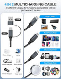 4 in 1 Multi Charging Cable for Apple Watch iPhone Samsung USB C Lightning Micro USB 4FT Black