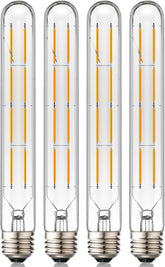 4 Pack 8.9 Inch E26 Tubular LED Bulbs 8W Dimmable T10 Vintage Edison Filament Warm White 2700K