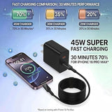2 Pack 45W USB C Fast Charger with 6FT Cable for Samsung iPhone & Android