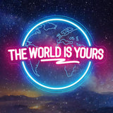 The World Is Yours Neon Sign LED Planet Wall Light Man Cave Game Room Bedroom Decor Gift