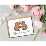 You Make Me Happy-Bara Card - Capybara Love Card - Capybara Valentines Card - Cute Anniversary Card - Capybara Card - Greeting Cad - Romantic Card