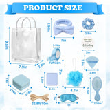6 Sets Baby Shower Prizes For Winners Headband Hair Brush Jewelry Box Sleep Mask Compact Mirror Powder Puff Hair Tie Gift Bag Baby Shower Favors Bridal Shower Thank You Gifts For Guests (Blue)