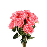 10 Pcs Fake Rose Artificial Flowers, Artificial Rose Long Stem Bouquet, Real Touch Silk Fake Rose For Valentine'S Day Wedding Centerpieces Party Table Decoration (Fuschia)
