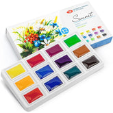 Watercolor Paint Set 12 Pans For Floral & Botanical Painting By Nevskaya Palitra