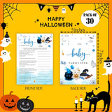 Hilarious Baby Shower Games, Halloween Baby Family Feud, 30 Double-Sided Game Cards & 1 Answer Card For Little Ghost Gender Reveal Spooky Party Favor Supplies - C08