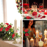 Wlt 25Pcs Red Roses Artificial Flowers Bulk For Christmas Decorations Indoor Outdoor, Dark Red Fake Roses Real Looking Foam Rose With Stems Diy Wedding Bouquets Floral Valentine'S Day