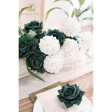 Peacock Green Flowers Artificial 16Pcs Real Looking Foam Fake Roses With Stems For Diy Wedding Bouquets Baby Shower Centerpieces Arrangements Mothers Day Party Tables Decorations