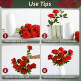 Red Roses Artificial Flowers 50 Pack In Bulk, Fake Roses Flowers Realistic Roses For Wedding Home Party Decoration Event Gift (Red)