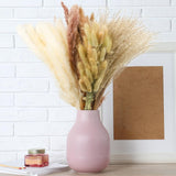 17" 200Pcs Dried Pampas Grass Decor, Naturally Small Boho Pampas Grass With Bunny Tails & Reed Grass For Home Table Decor, Wedding, Rustic Farmhouse Party Decorations, White And Brown