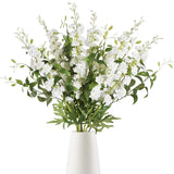 White Flowers Artificial Delphinium 9Pcs With Clematis Greenery For Wedding & Home Decor