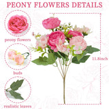 3 Pack Peonies Artificial Flowers, Mixed Pink Fake Flowers Silk Peony Flowers Bouquet Decor For Floral Arrangement Wedding Home Table Centerpiece Vase Party Indoor Outdoors Decoration