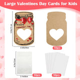 Valentines Day Cards For Kids School, 50 Pack Happy Valentines Day Cards For Classroom, Funny Mason Jar Valentine Exchange Cards For Kids Boys Girls Party Favors (Candy Not Included)