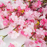 8 Pcs Artificial Cherry Blossom Flowers 40" Faux Silk Cherry Blossom Stems Fake Real Touch Peach Branches For Wedding Home Garden Japanese Decor Pink
