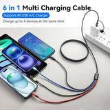 2 Pack 6FT 6 in 1 Multi Charging Cable USB A USB C to Lightning USB C Micro USB Braided Cord
