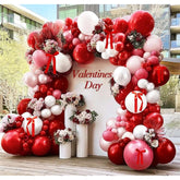 Red Pink Balloon Arch Kit, Double Stuffed Dark Red Pink Burgundy White Pearl Balloon Garland With Bows For Birthday Valentines Day Wedding Bridal Shower Engagement Anniversary Mother'S Day Party Decor