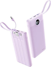 10000mAh Slim USB C Power Bank with Built In Cable 5 Outputs LED Display Portable Charger