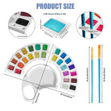 Mini Shimmer Watercolor Paint Set, 26 Glitter Metallic Watercolour Painting Sets With Handheld Foldable Palette, Portable Shimmer Solid Paint Kit With 2 Brushes & Storage Bag For Travel And Beginners