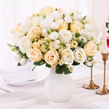 Fake Roses Artificial Flowers, 6 Pack Rose Fake Flowers For Decoration, Real Touch Yellow White Mixed Roses Bouquets Silk Flowers For Vase Centerpiece Table Wedding Party Bridal Diy Decor