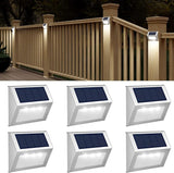 6 Pack Solar Deck Lights Waterproof 3 LED Cool White Fence Post Stair Wall Lights