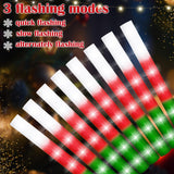 36 Pcs 16 Inch Christmas Glow Sticks Bulk Led Foam Sticks Red, Green, White Light Up Favors Glow In The Dark With 3 Flas