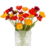 Artificial Poppies, Red And Orange Silk Poppies Artificial Flowers - 24X Blooming California Poppy Flower Artificial Plus 8X Buds For Home Decoration, Rdor8