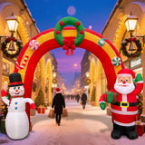 11.8 Ft Christmas Inflatables Archway, Blow Up Santa Claus And Snowman Inflatables Arch Outdoor Decorations With Built-I