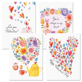 Current Paintbox Valentine Greeting Card - 8 Card Pack With White Envelopes, 4 Valentine Designs, Large 5" x 7" Cards with Sentiments