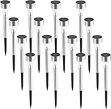 16 Pack Stainless Steel Solar Pathway Lights Waterproof Cold White Landscape Walkway Lights
