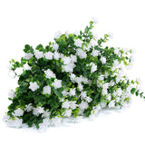 4 Bundles Outdoor Artificial Fake Flowers No Fade Uv Resistant Faux Plastic Plants For Hanging Planter Patio Yard Wedding Indoor Home Kitchen Farmhouse Décor (White)