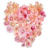 50 Pcs Fake Flower Heads, Mini Pink Artificial Flowers Heads, Bulk Silk Faux Flower, Faux Dahlia Peony Daisy Rose Hydrangea For Craft Garland Wedding Party Diy Home Decoration, 4-12 Cm, Pink