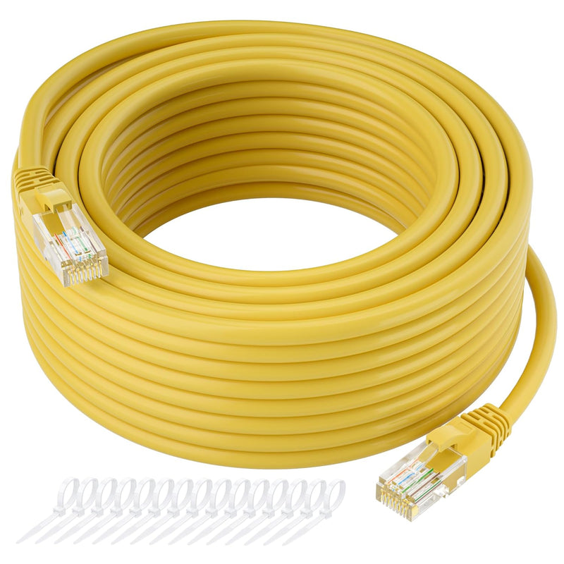 Cat5E Ethernet Cable 35 Ft, Long Cat 5E Internet Cable, Yellow Snagless Patch