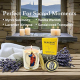Sacred Heart Jesus Frankincense Myrth Lavender Scented Candle 50 Hours With Warmer Ring?Hand-Poured Soy Wax?Family Protection, Success, Redemption, Healing, Forgiveness?Design In Paris?3“×3.6”