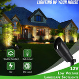 Matte Black Aluminum Outdoor Spot Lights With 4 Light Bulbs, 5W 2700K Warmlight 12V Low Voltage Landscape Lighting Fixture, Ip65 Waterproof Led Uplights For Garden Courtyard Pathway, 4 Pack