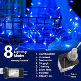 Christmas Indoor Lights Blue - 320 Leds 115Ft/35M End-To-End 8 Modes Plug In Outdoor Waterproof Decorative Fairy Twinkle