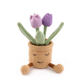 Wool Woven Tulips, Artificial Plants Permanent Tulips, Hand-Woven Flowers Suitable For Dining Tables, Offices, Birthday Gifts, Weddings, Thanksgiving Decorations (Purple)