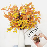 8 Bundle Artificial Flowers With Eucalyptus, 19.6" Fake Flowers Fall Decor Mixed Silk Faux Flower For Autumn Vase Centerpiece Table Wedding Party Home Decor Floral Arrangements, Yellow