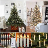 Christmas Trees Flameless Candles, 30Pcs Led Flickering Lights Battery Operated Candlesticks With Remote Timer/Clips, Warm White Window Taper Candles For Home Wedding Halloween Birthday Decor
