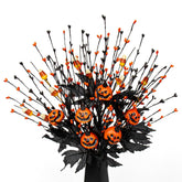12 Pcs Gothic Halloween Flowers Artificial Orange Black Stems Spooky Halloween Floral Picks With Candies Corn Smiling Pumpkins For Vase Floral Arrangements Table Centerpieces Decorations