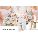 Marriage Is A Game Of Balance (8 X 11 Inch Table Sign With Holder), Tumbling Tower Game Sign For Wedding Bridal Shower, Minimalist Wedding Decoration-Weeds04