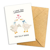 (5.3X8In) I Love You You Silly Goose Funny Romantic Card, Cute Animal Love Greeting For Couples, Adorable Goose Illustration Valentine Anniversary, Minimal Blank Inside With Envelope (Xmas 8)