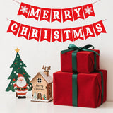 Merry Christmas Banners For Inside, Pre-Strung Fireplace Xmas Decorations, Xmas Wall Banner With Snowflake, Christmas Bunting Banner For Winter New Year Party Mantle Hanging Sign Supplies