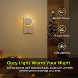 2 Pack Plug In LED Night Lights Motion Sensor Dusk to Dawn Dimmable Warm White